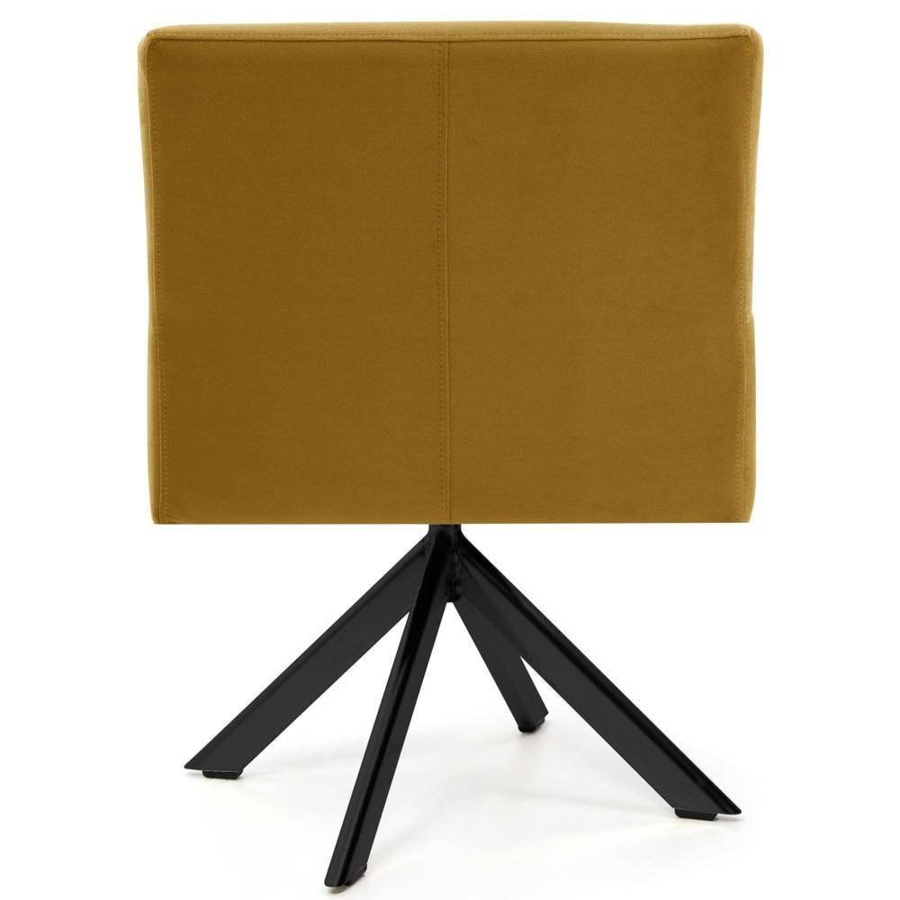 Poltrona Decorativa Giratória Base Eiffel Preto Angel Veludo C-260 Mostarda - Domi - 3