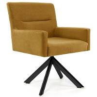 Poltrona Decorativa Giratória Base Eiffel Preto Angel Veludo C-260 Mostarda - Domi - 1
