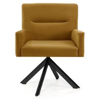 Poltrona Decorativa Giratória Base Eiffel Preto Angel Veludo C-260 Mostarda - Domi - 2