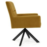 Poltrona Decorativa Giratória Base Eiffel Preto Angel Veludo C-260 Mostarda - Domi - 5