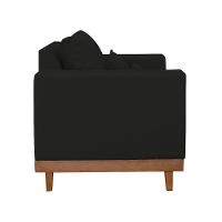 Kit 02 Poltrona Living Suede Base Madeira Sala Recepção Preto