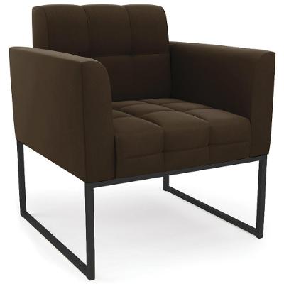 Poltrona Decorativa Ana Suede Marrom Preto Ibiza
