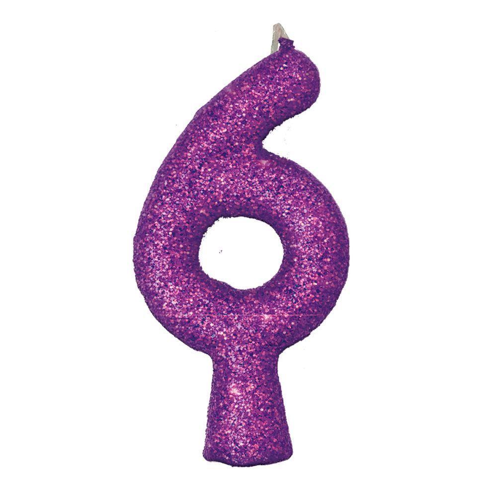 Vela De Aniversário Puro Glitter Roxa Modelo 2 - 9