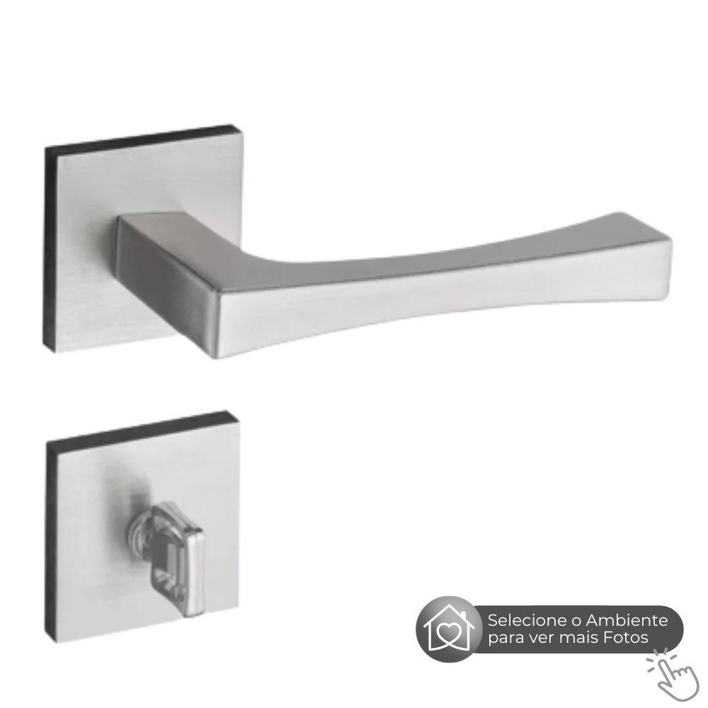 Fechadura Vivaldi Cromado Acetinado Roseta Quadrada 40mm Pado Banheiro / Wc - 2