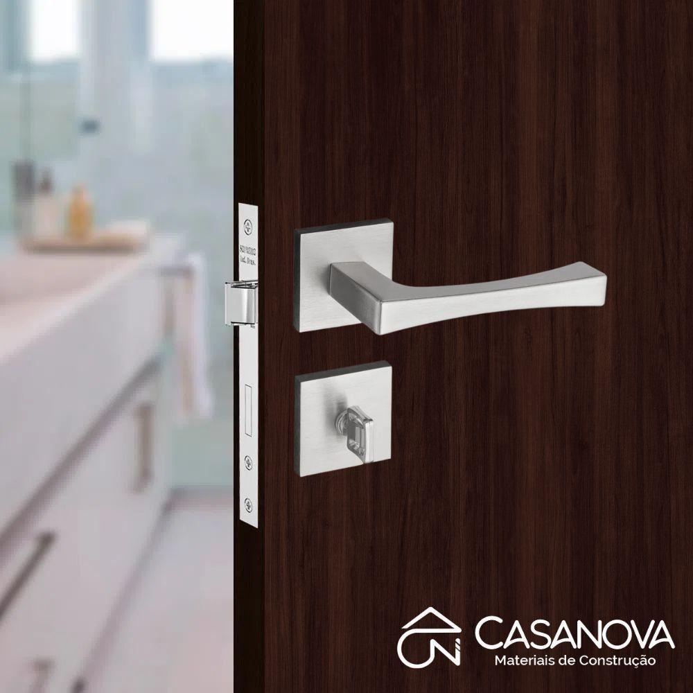 Fechadura Vivaldi Cromado Acetinado Roseta Quadrada 40mm Pado Banheiro / Wc - 5