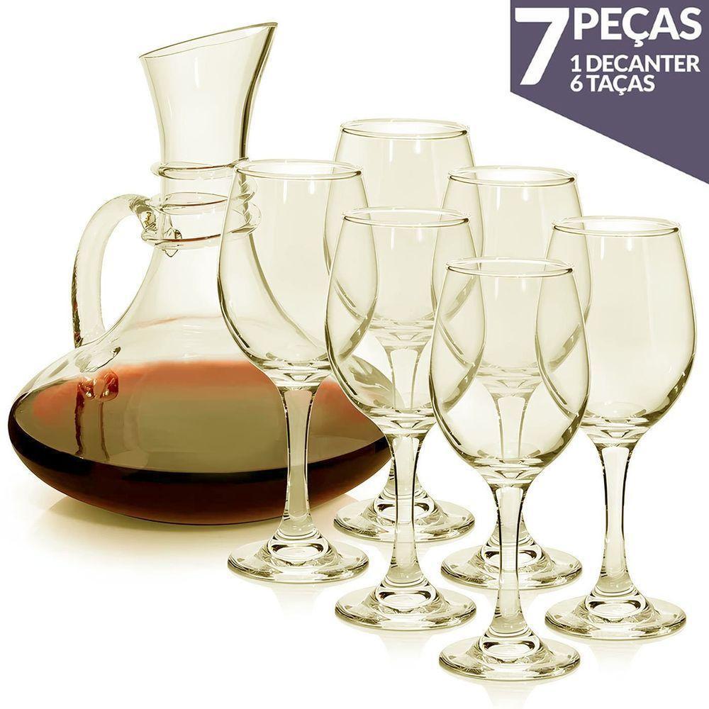 Conjunto De 6 Taças 320ml E Decanter 1,5l Em Vidro Gourmet - 1