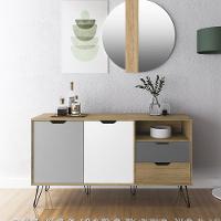 Buffet Aparador 2p 2g 140 Cm Carvalho Branco Grafite Prata Arly - 6