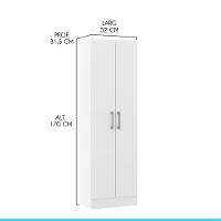 Armário Multiuso 2 Portas 52x170cm Mdp Branco Menu Móveis Branco - 3