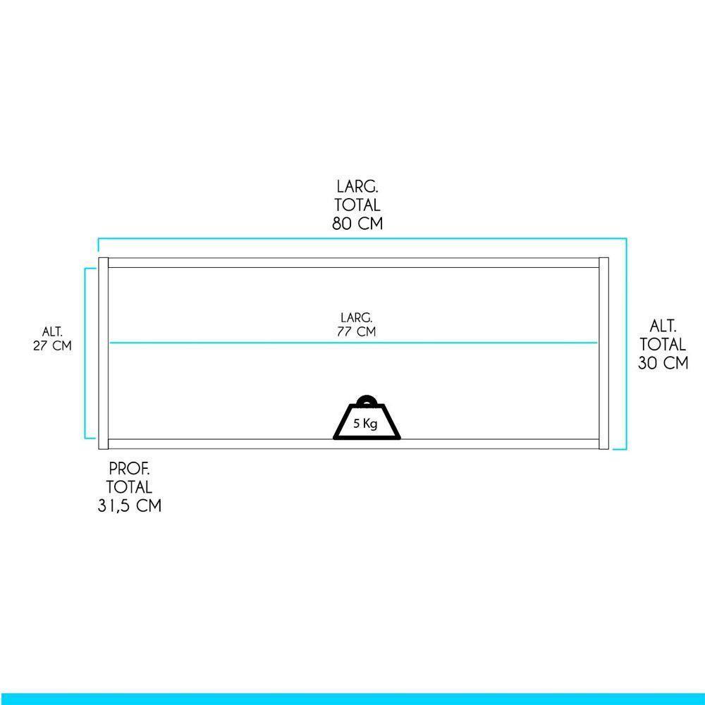 Armário Aéreo Basculante Sabrina 80x30cm Mdp Menu Móveis Branco Avelã - 3