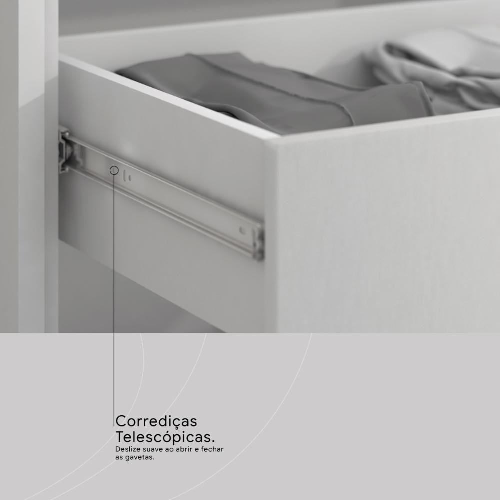 Armário Multiuso Sapateira 2 Portas Com Espelho E 1 Gaveta Grife Branco - 6