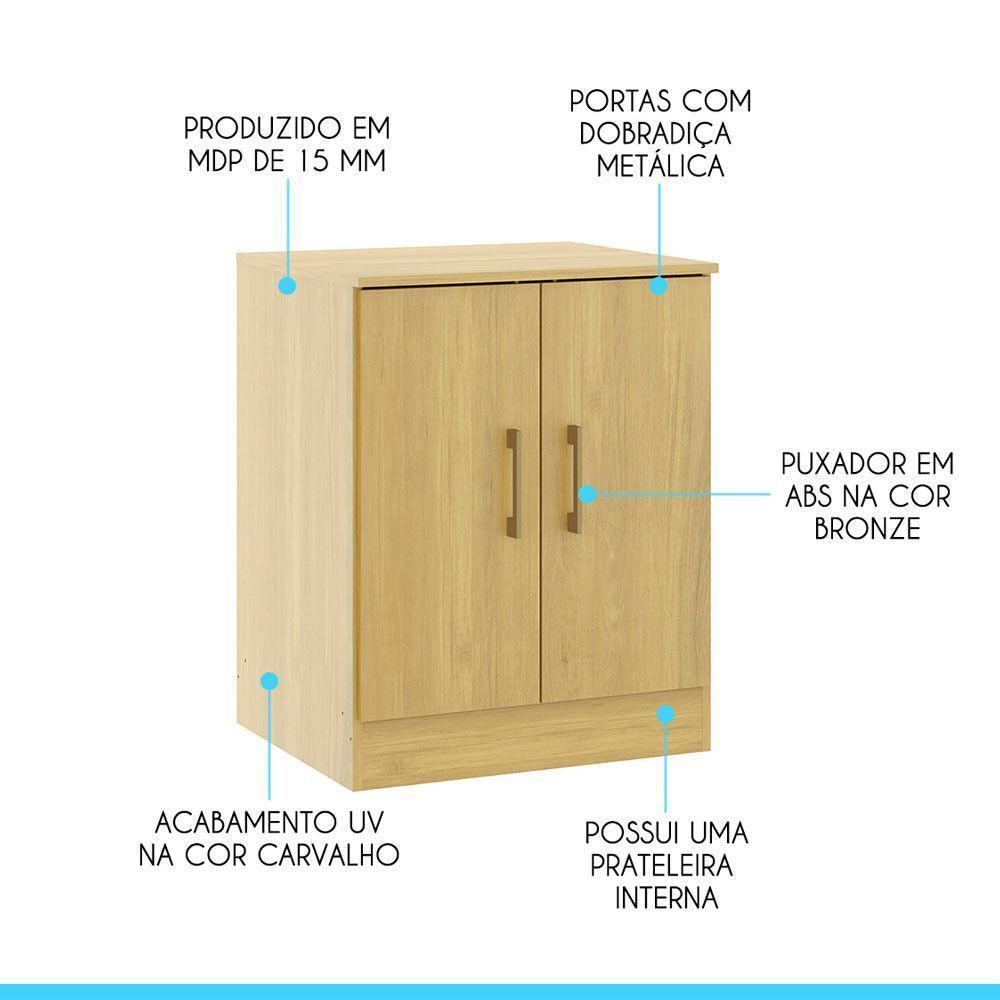 Armário Multiuso Com 2 Portas 60x76cm Menu Móveis Carvalho - 4