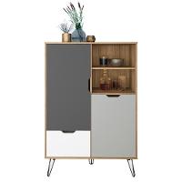 Aparador Adega Bar 132x91 Cm Carvalho Branco Grafite Prata Arly - 1