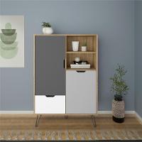 Aparador Adega Bar 132x91 Cm Carvalho Branco Grafite Prata Arly - 6