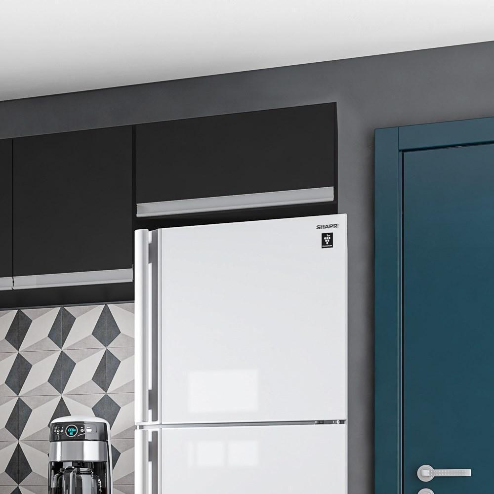 Armário Aéreo Geladeira 60cm 1 Porta Basculante Andréia Preto - Ajl Móveis - 2