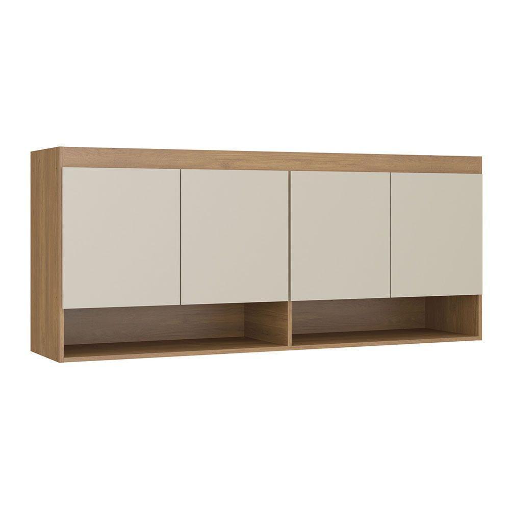 Armário Aéreo Modulado 4pts Selene 160x68cm Mdp Menu Móveis Carvalho - 1