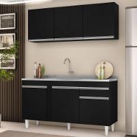 Armário Aéreo Argélia E Balcão Gabinete Com Pia Inox 150cm Dakota Preto - Lumil - 2