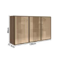 Armario Aereo 3 Portas Vidro Mdf 120 Cm Kali 1219763 Carvalho Toq Nicioli - 3