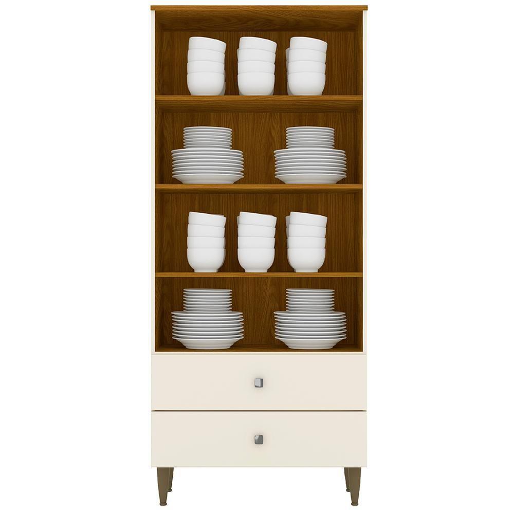 Cristaleira 2 Portas 2 Gavetas Liz Off White Nature Henn - 4