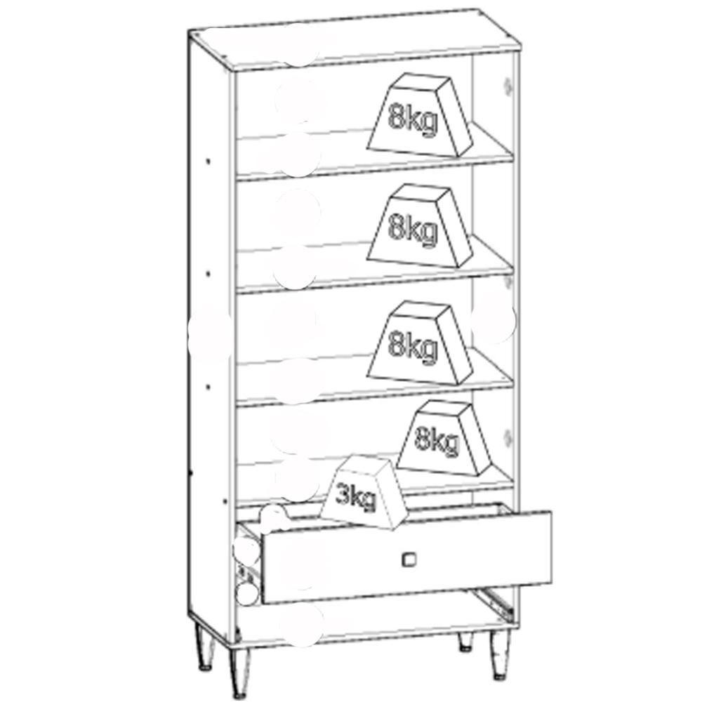 Cristaleira 2 Portas 2 Gavetas Liz Off White Nature Henn - 6