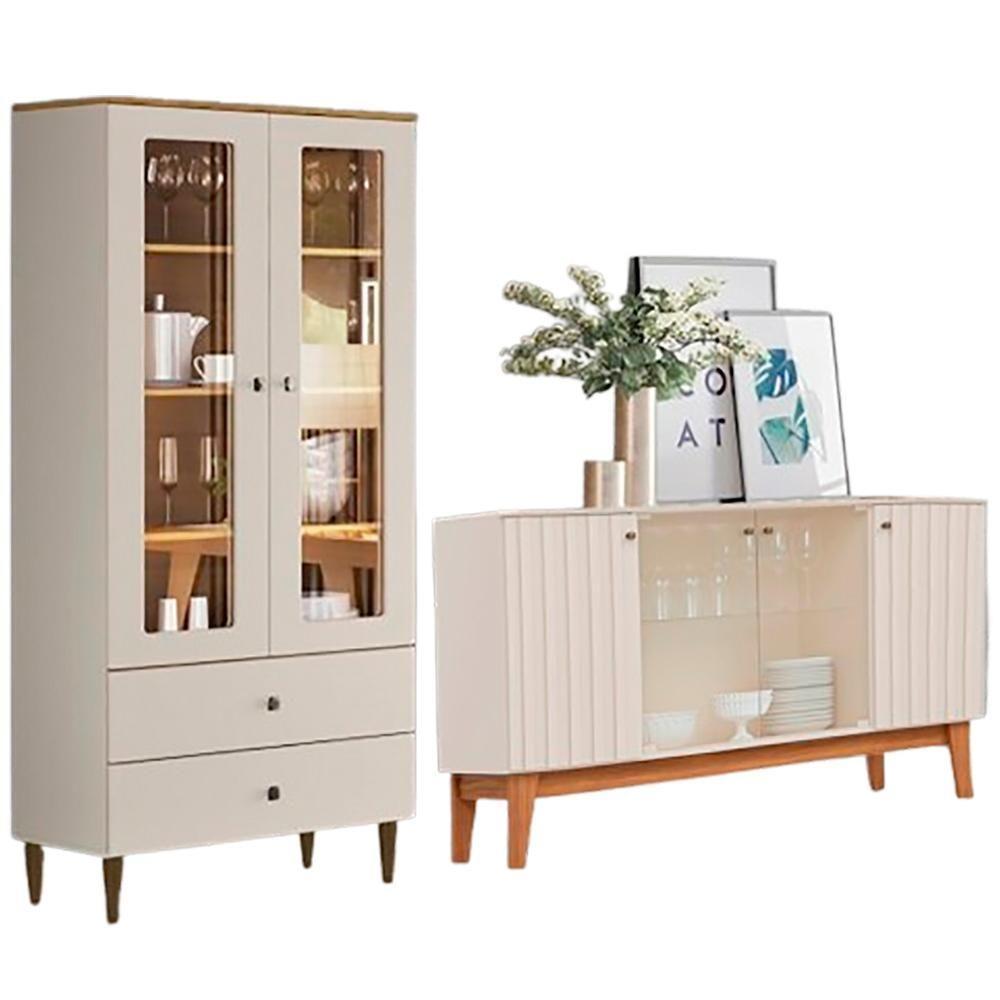 Cristaleira Liz E Buffet Eiffel Para Sala Off White Nature Henn - 1