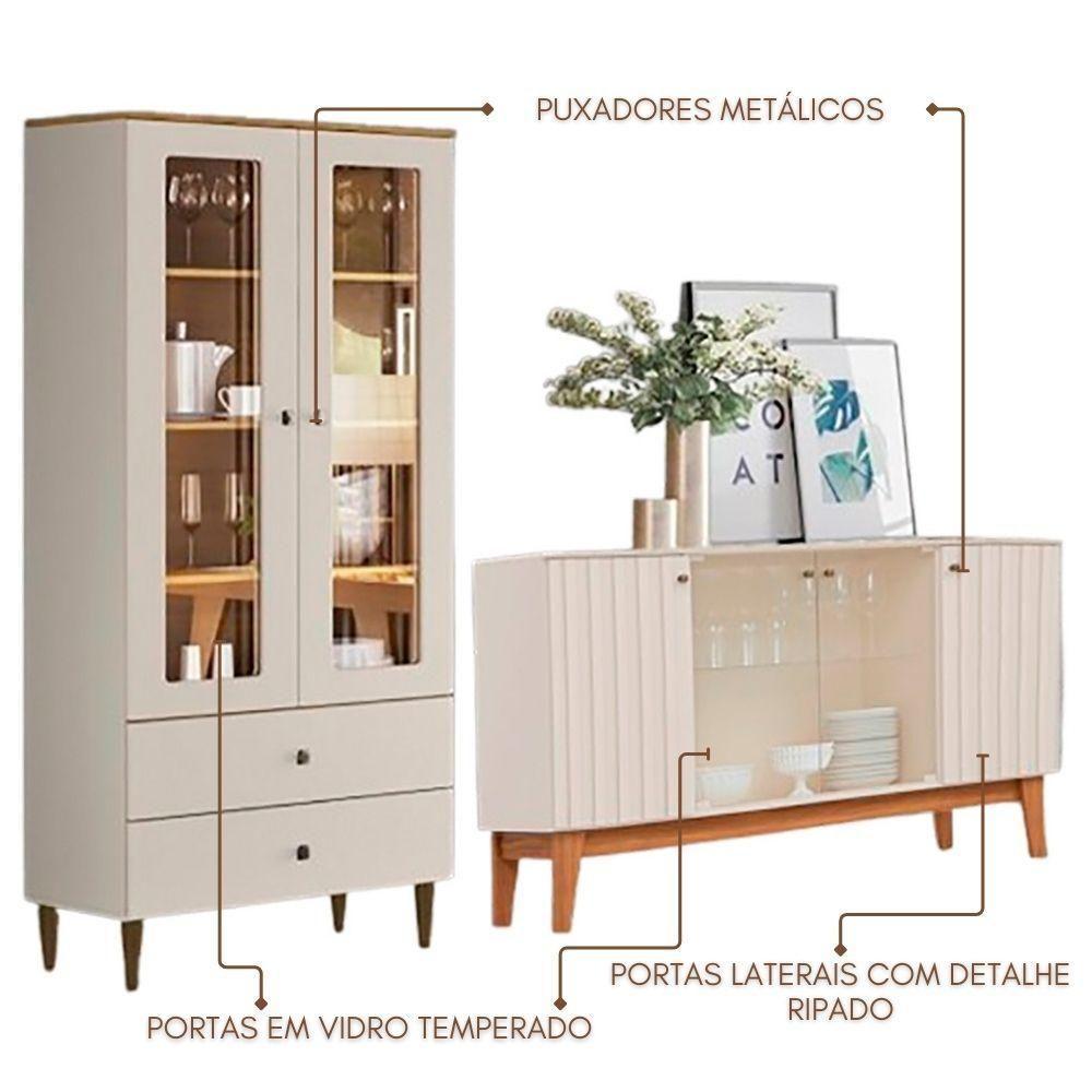 Cristaleira Liz E Buffet Eiffel Para Sala Off White Nature Henn - 6