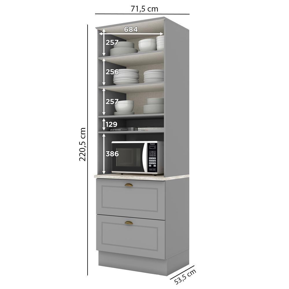 Torre Quente 2 Portas 2 Gav 72 Cm C350 Americana Cinza Calcare Henn - 3