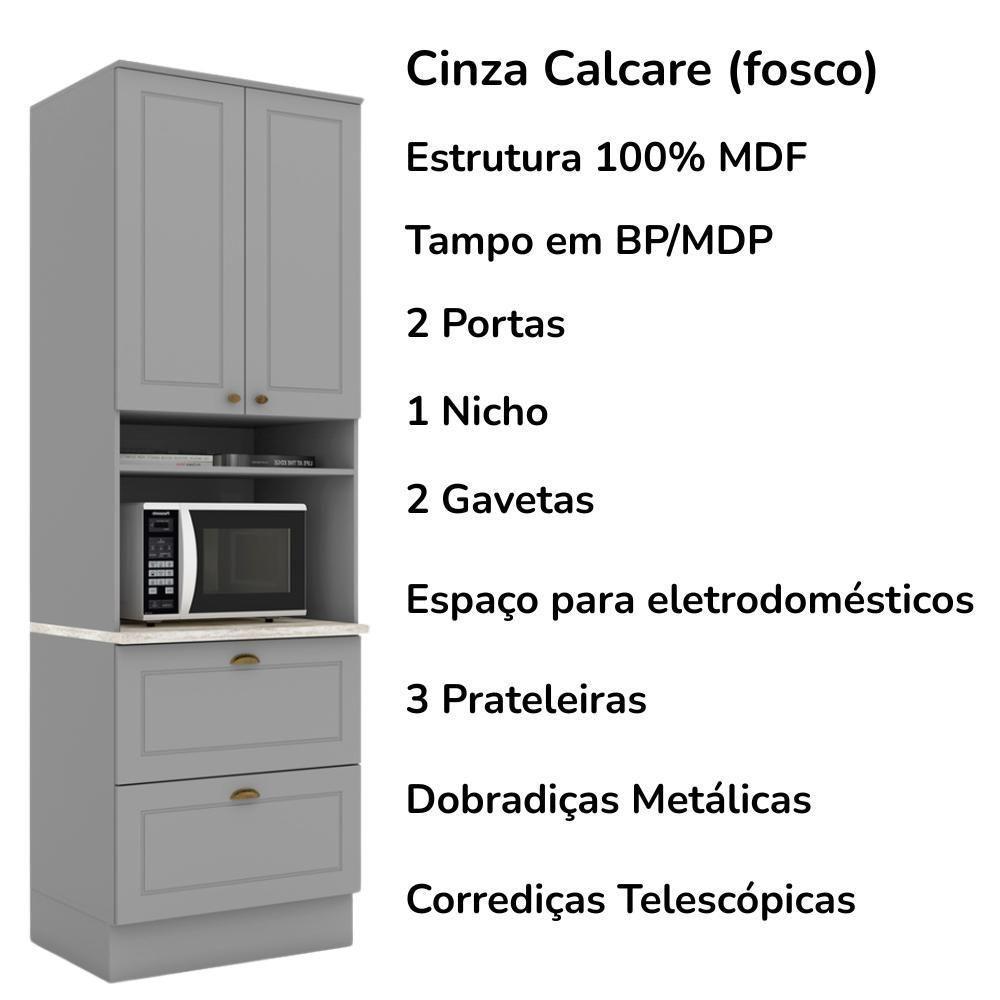 Torre Quente 2 Portas 2 Gav 72 Cm C350 Americana Cinza Calcare Henn - 5