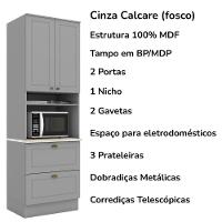Torre Quente 2 Portas 2 Gav 72 Cm C350 Americana Cinza Calcare Henn - 5