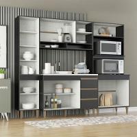 Cozinha Modulada Com Bancada E Torre Quente 5pçs Menu Móveis Preto - 2