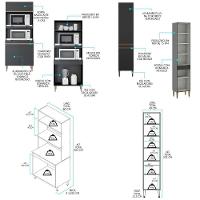Cozinha Modulada Com Bancada E Torre Quente 5pçs Menu Móveis Preto - 6