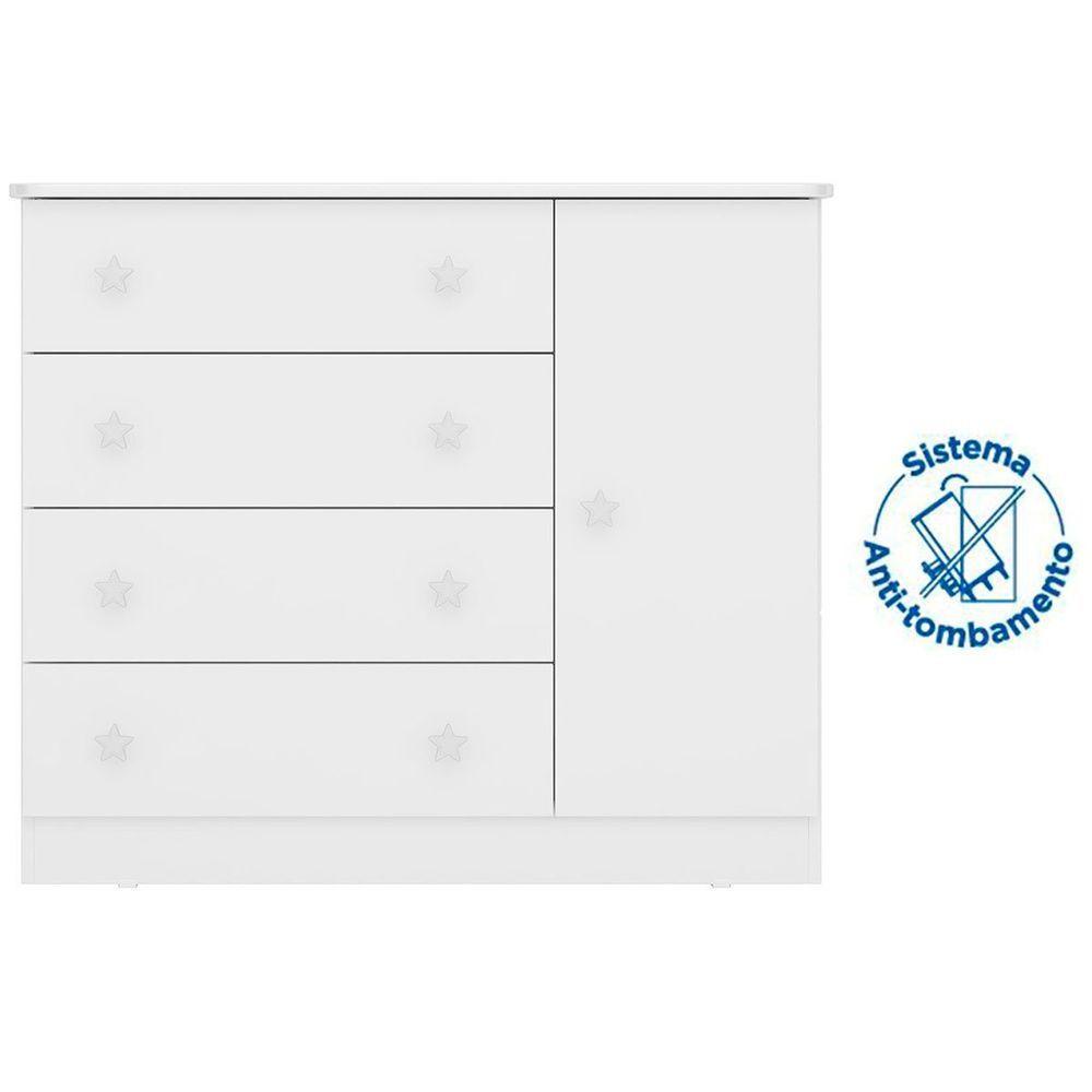 Cômoda Sapateira Infantil 1 Porta 4 Gavetas Doce Mel Rosa - 4