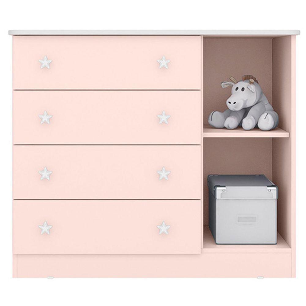 Cômoda Sapateira Infantil 1 Porta 4 Gavetas Doce Mel Rosa - 5