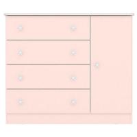 Cômoda Sapateira Infantil 1 Porta 4 Gavetas Doce Mel Rosa - 1