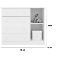 Cômoda Sapateira Infantil 1 Porta 4 Gavetas Doce Mel Rosa - 2