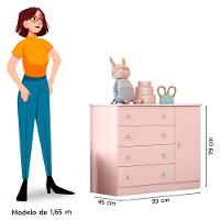 Cômoda Sapateira Infantil 1 Porta 4 Gavetas Doce Mel Rosa - 7