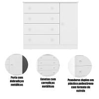 Cômoda Sapateira Infantil 1 Porta 4 Gavetas Doce Mel Branco - 3