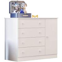 Cômoda Sapateira Infantil 1 Porta 4 Gavetas Doce Mel Branco - 7