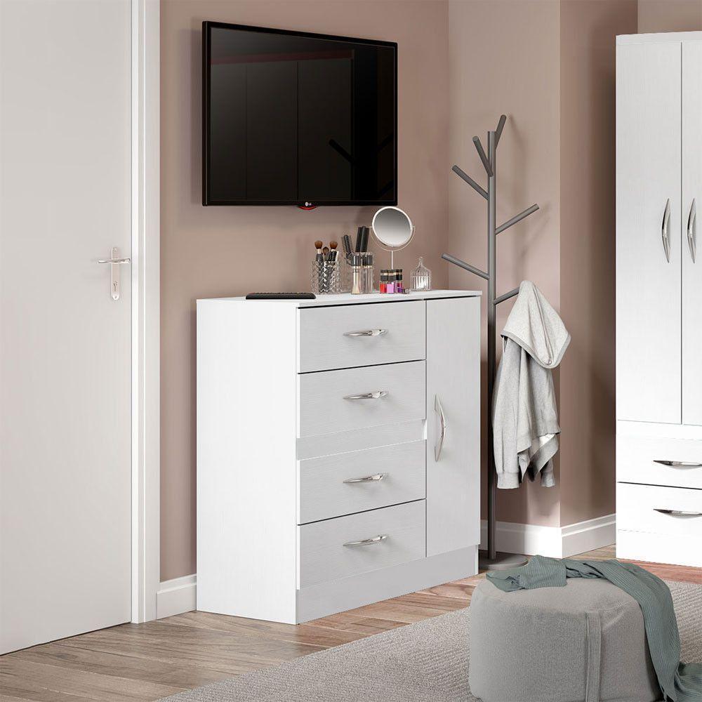 Cômoda Com 4 Gavetas 90x93cm Mdp Menu Móveis Branco - 1