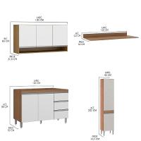 Cozinha Compacta Balcão Paneleiro Sabrina 4pçs Menu Móveis Branco Avelã - 3