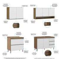 Cozinha Compacta Balcão Pia Cooktop Sabrina 4pçs Menu Móveis Branco Avelã - 3