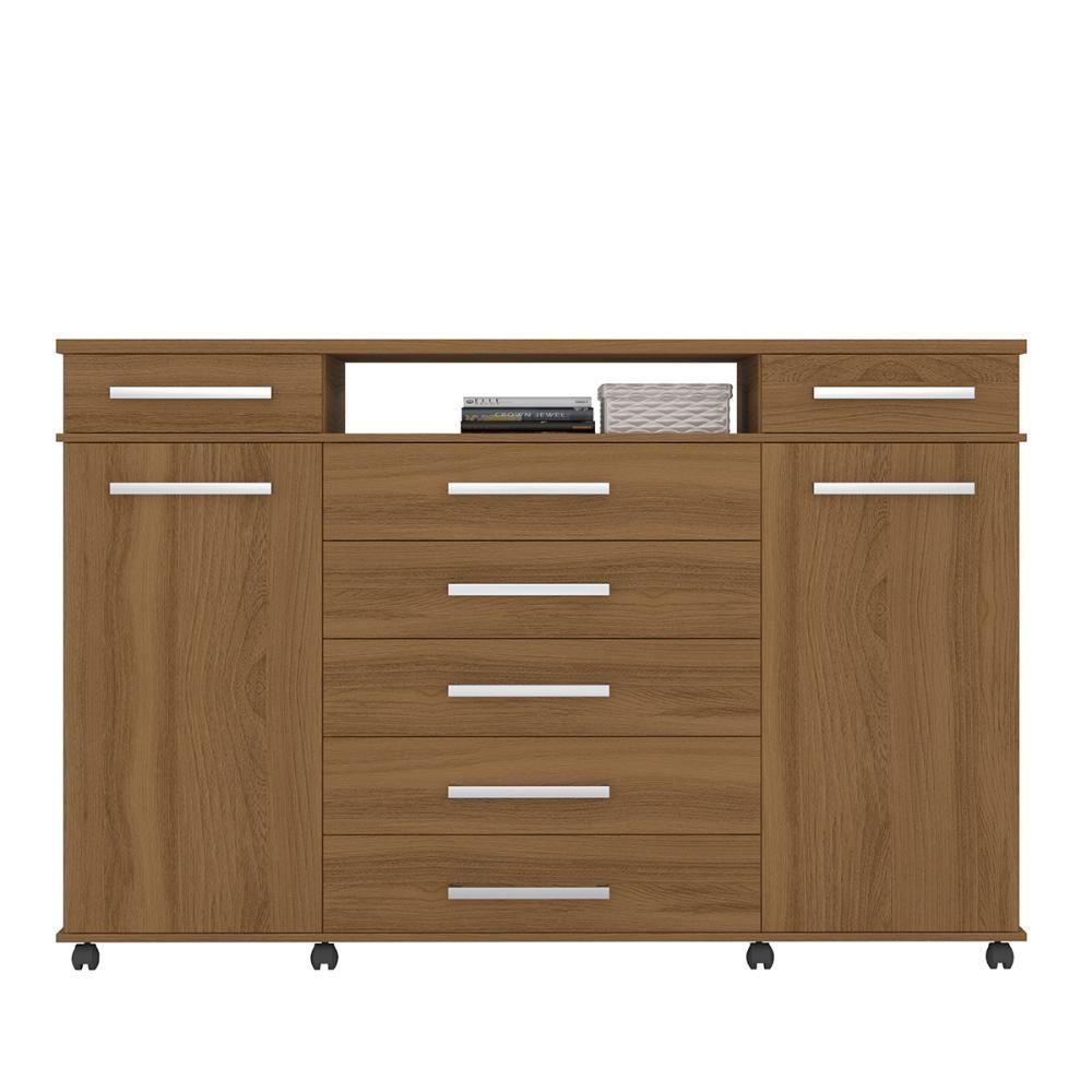 Cômoda 7 Gavetas 2 Portas 1 Cabideiro 1 Nicho Com Rodizios Mônaco Amendola Touch - 6