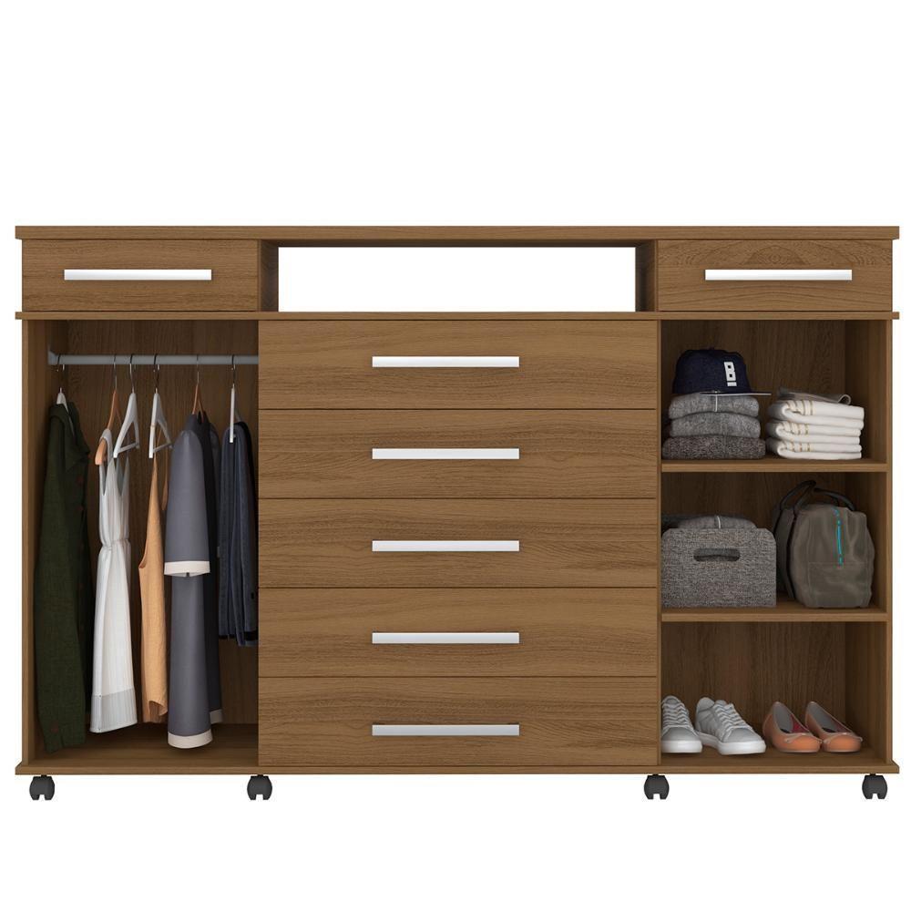 Cômoda 7 Gavetas 2 Portas 1 Cabideiro 1 Nicho Com Rodizios Mônaco Amendola Touch - 7