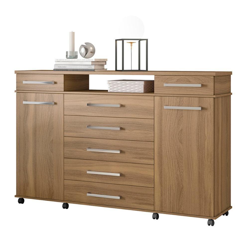 Cômoda 7 Gavetas 2 Portas 1 Cabideiro 1 Nicho Com Rodizios Mônaco Amendola Touch - 8