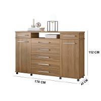 Cômoda 7 Gavetas 2 Portas 1 Cabideiro 1 Nicho Com Rodizios Mônaco Amendola Touch - 2