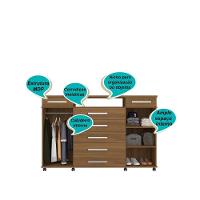 Cômoda 7 Gavetas 2 Portas 1 Cabideiro 1 Nicho Com Rodizios Mônaco Amendola Touch