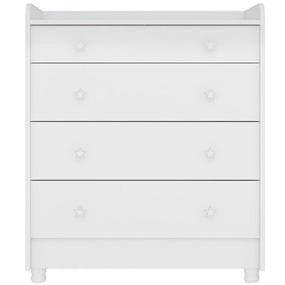Cômoda Com Trocador Infantil 4 Gavetas E Pés Doce Mel Branco - 1