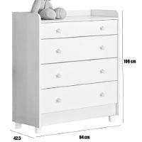 Cômoda Com Trocador Infantil 4 Gavetas E Pés Doce Mel Branco - 3