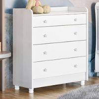 Cômoda Com Trocador Infantil 4 Gavetas E Pés Doce Mel Branco - 5