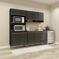 Cozinha Modulada Com Torre Quente Sabrina 3pçs Menu Móveis Preto - 1