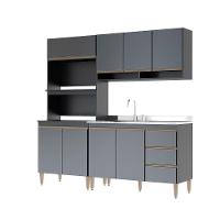 Cozinha Modulada Com Torre Quente Sabrina 3pçs Menu Móveis Preto - 2